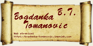 Bogdanka Tomanović vizit kartica